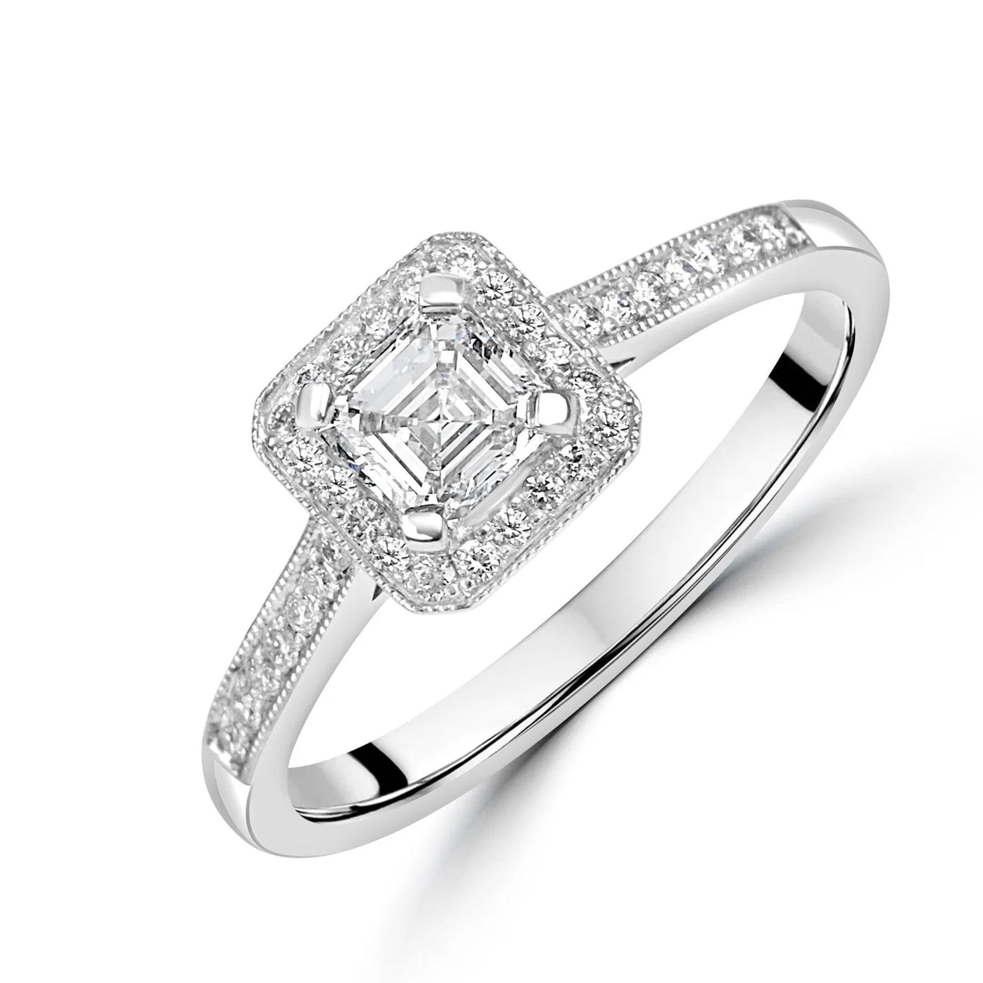 0.50ct Square Emerald Cut (Asscher) Diamond Cluster Ring RPN40277