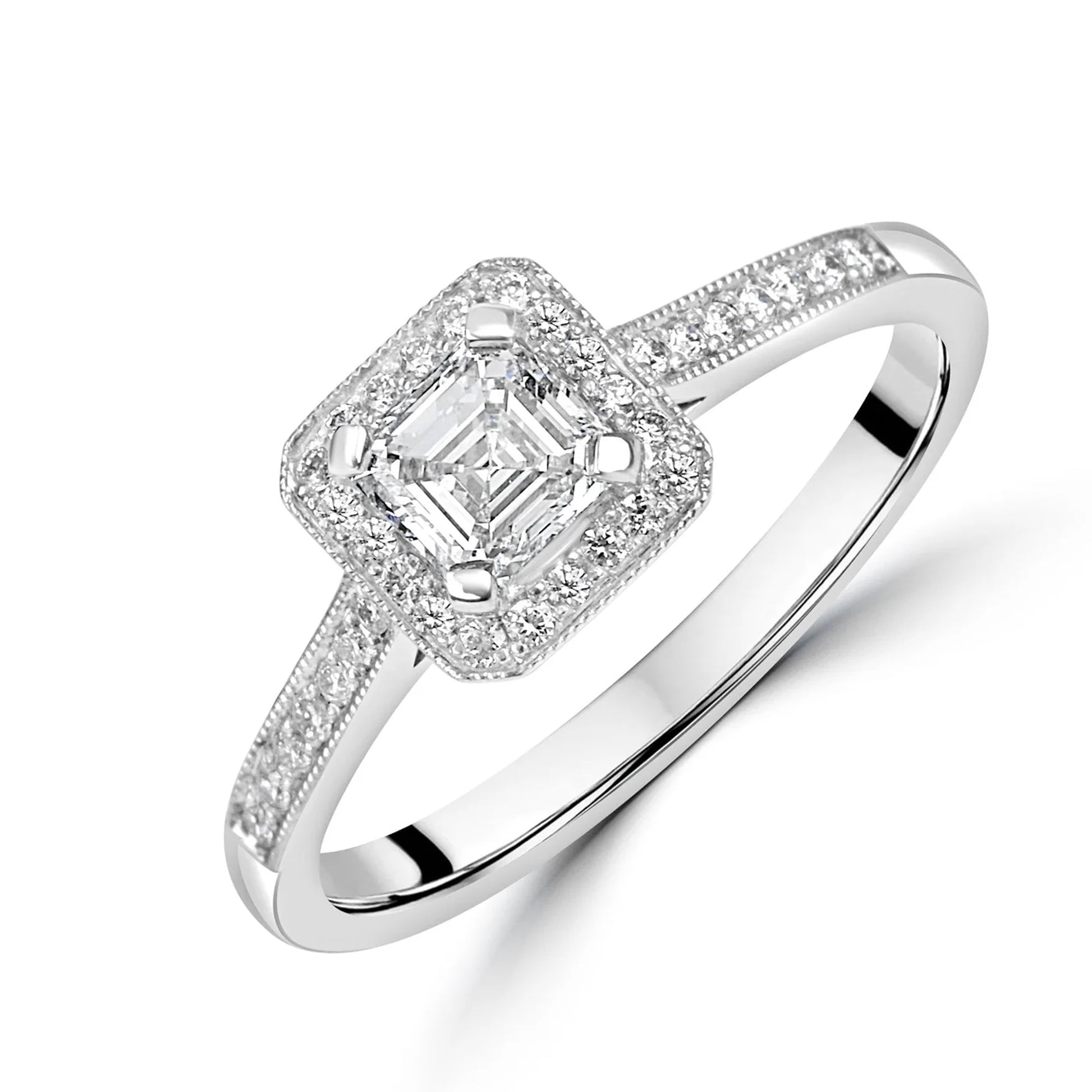 0.50ct Square Emerald Cut (Asscher) Diamond Cluster Ring RPN40277