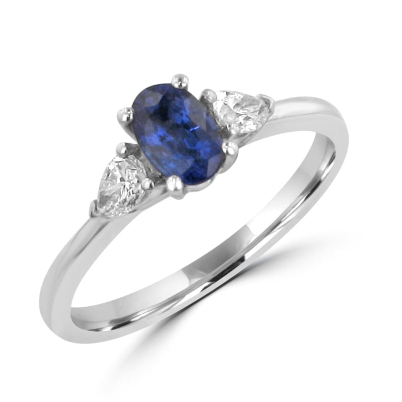 0.71ct Oval Sapphire and Diamond three Stone Ring