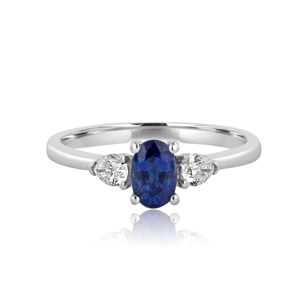 0.71ct Oval Sapphire and Diamond three Stone Ring