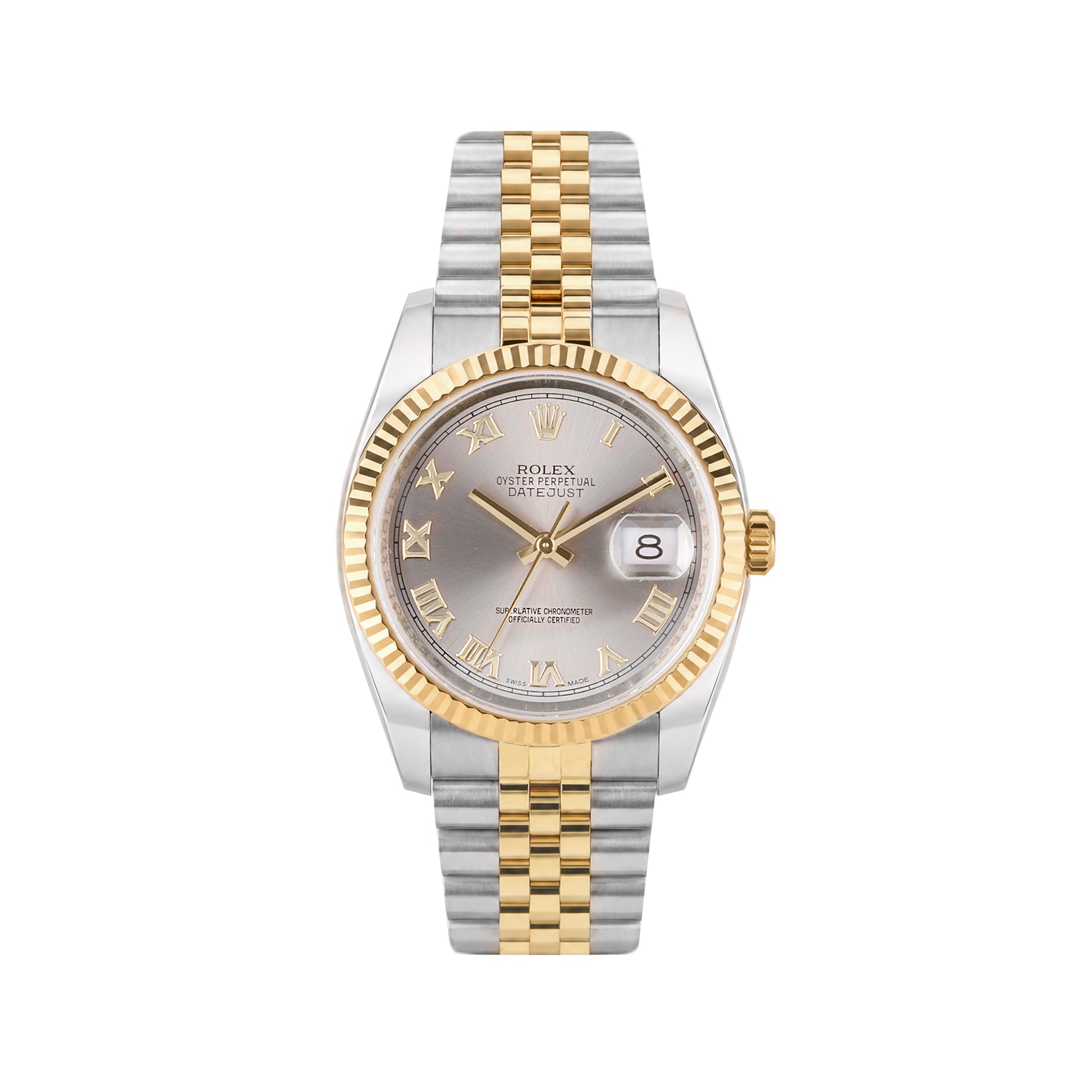 Rolex Datejust 36mm Steel and Yellow Gold With Grey Dial Pre-Owned Watch