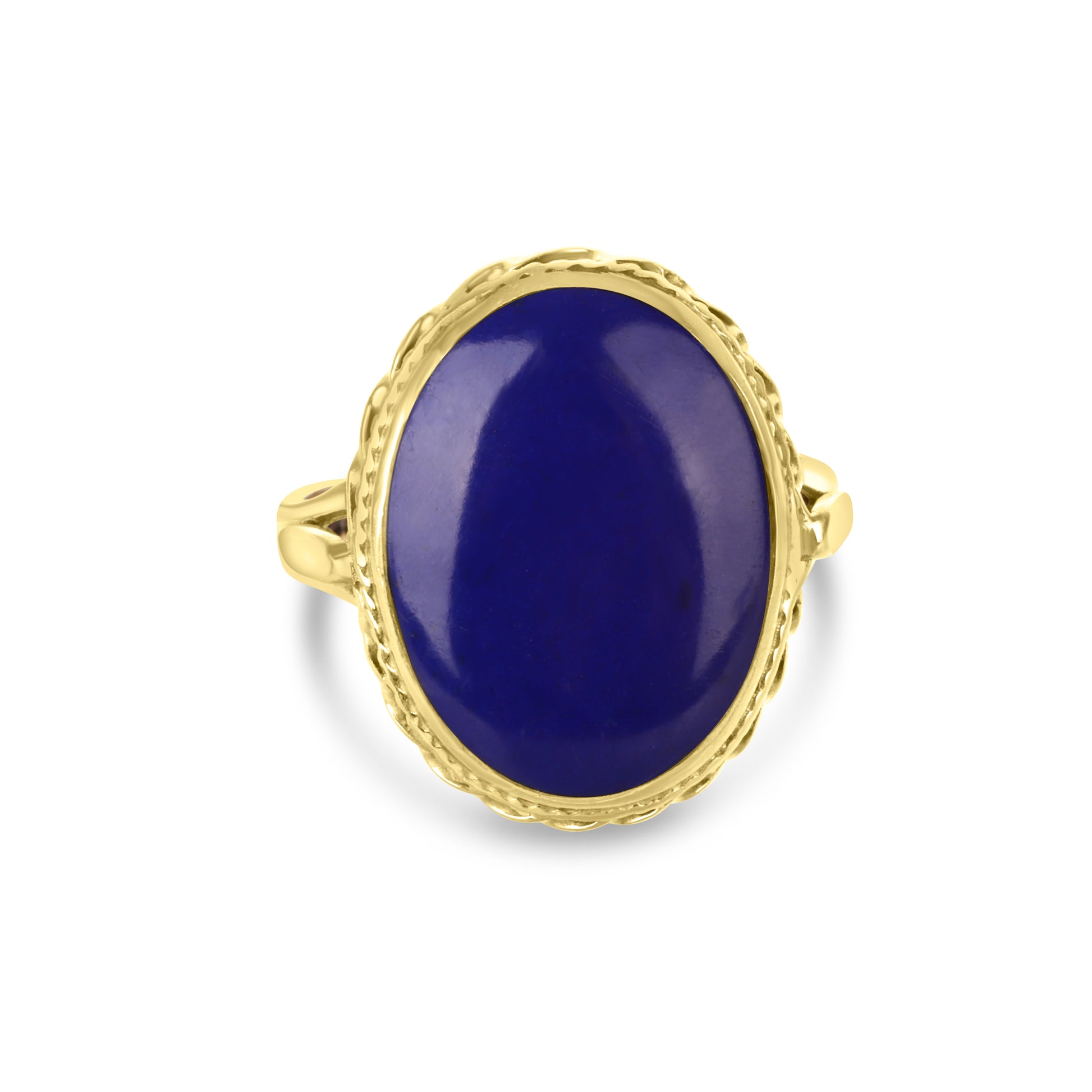 9ct Yellow Gold Oval Lapis Lazuli Cabochon Pre-Owned Ring