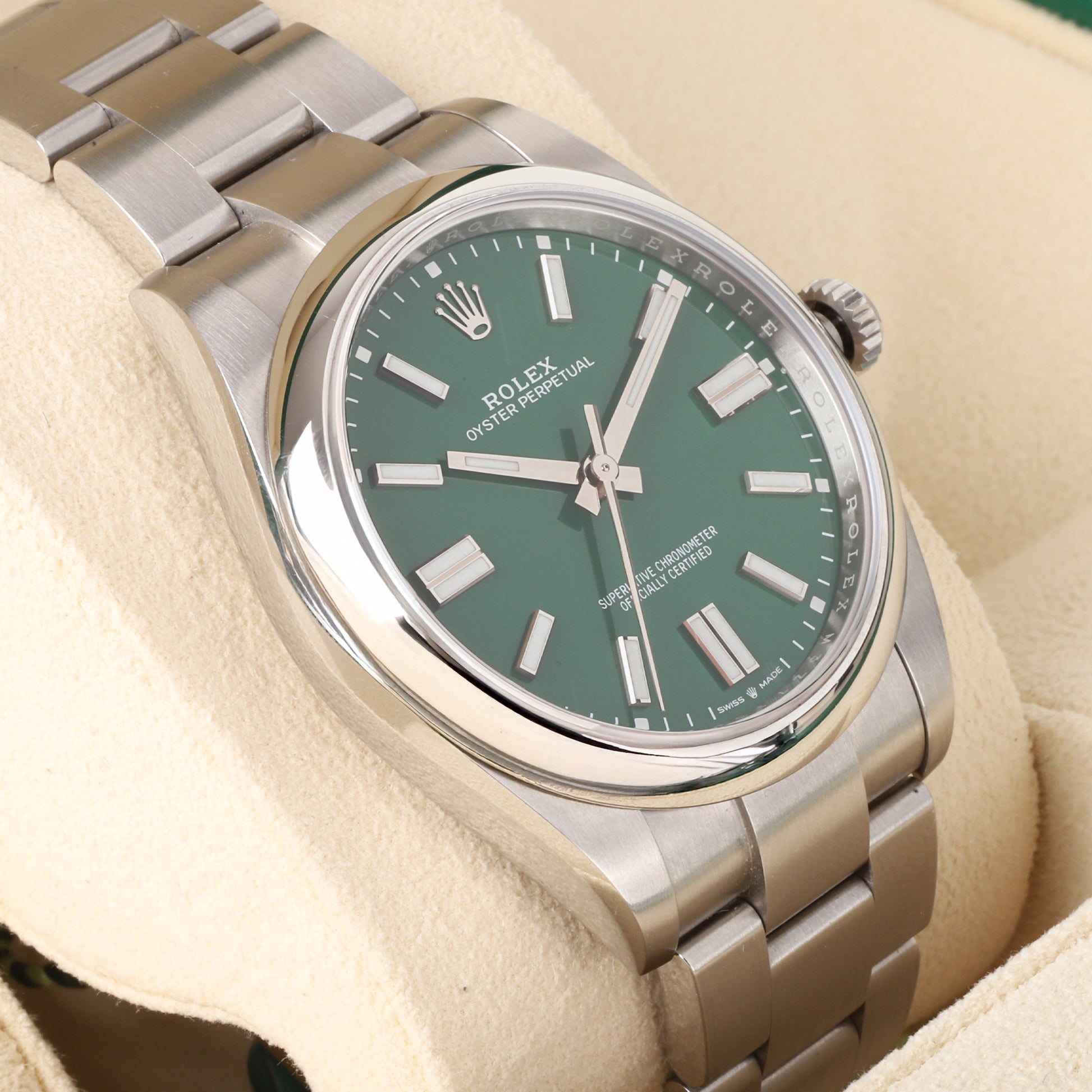 Rolex Oyster Perpetual 41mm Green Dial Pre-Owned Watch