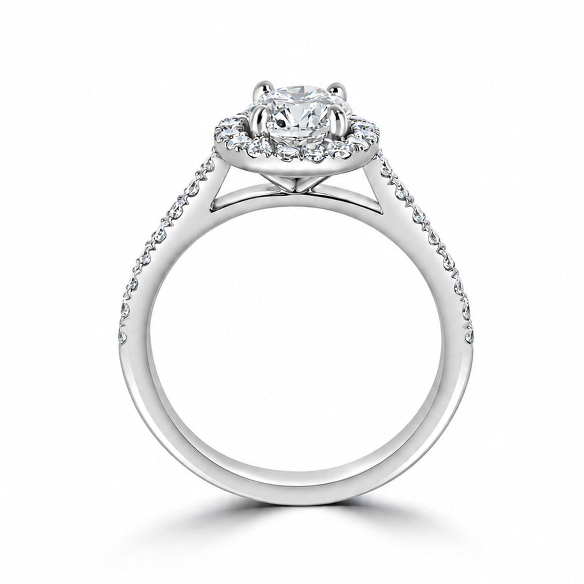 Platinum 0.90ct Round Brilliant Cut Diamond Halo Ring