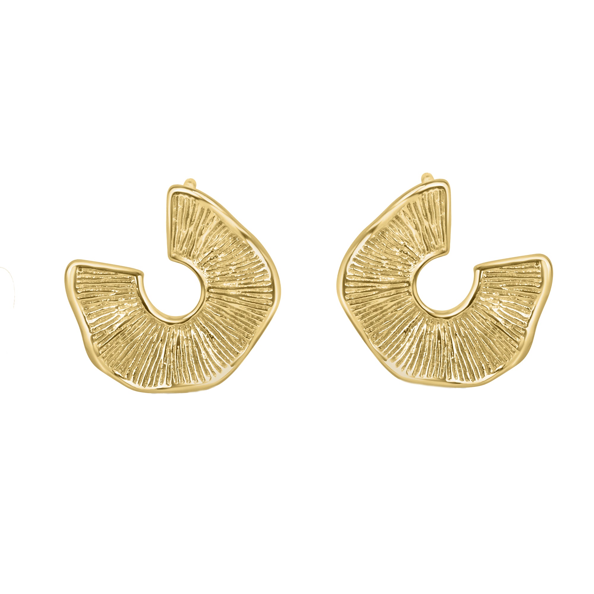 24ct Gold Plated Abstract Textured U-Shaped Earrings