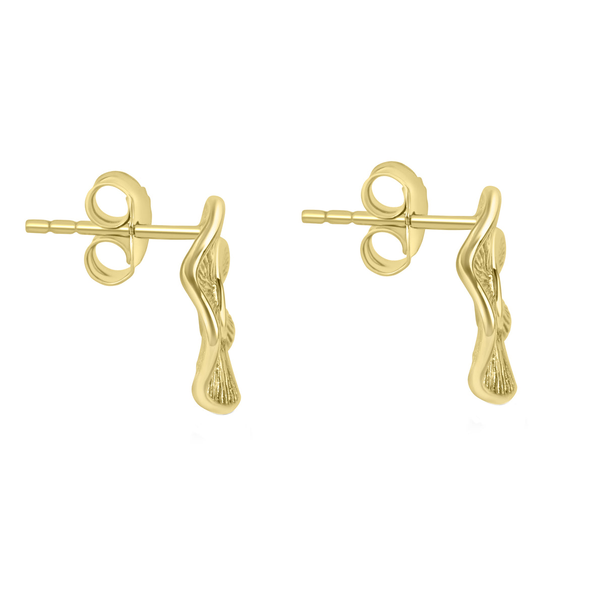 24ct Gold Plated Abstract Textured U-Shaped Earrings