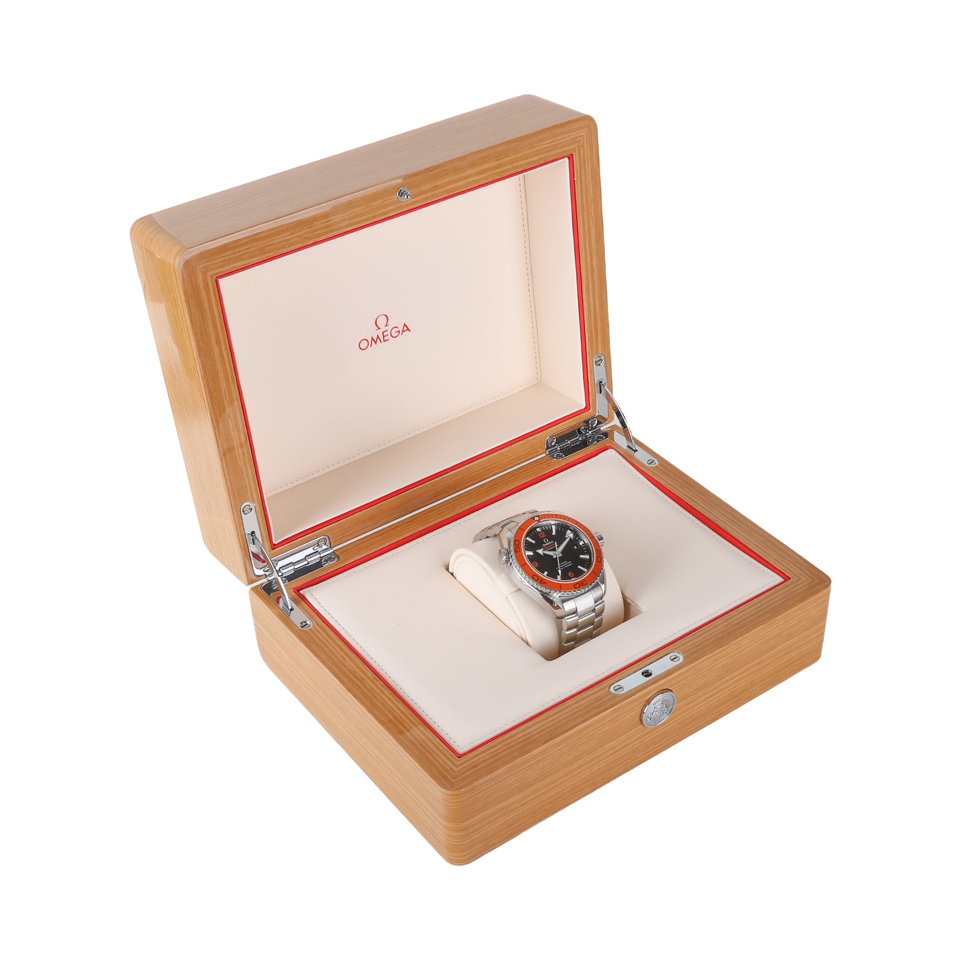 Omega Seamaster Planet Ocean Automatic Pre-Owned Watch With Orange Bezel