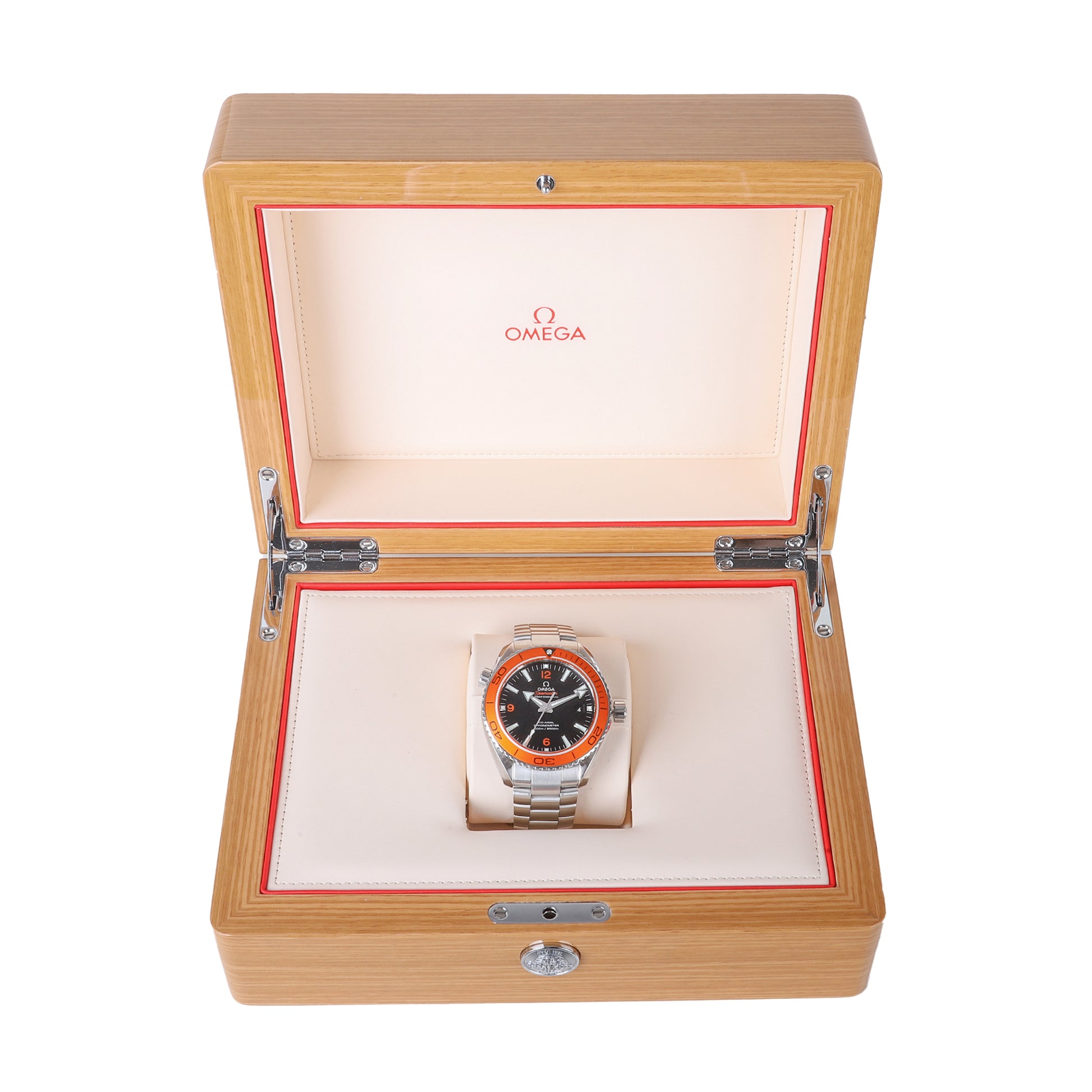 Omega Seamaster Planet Ocean Automatic Pre-Owned Watch With Orange Bezel