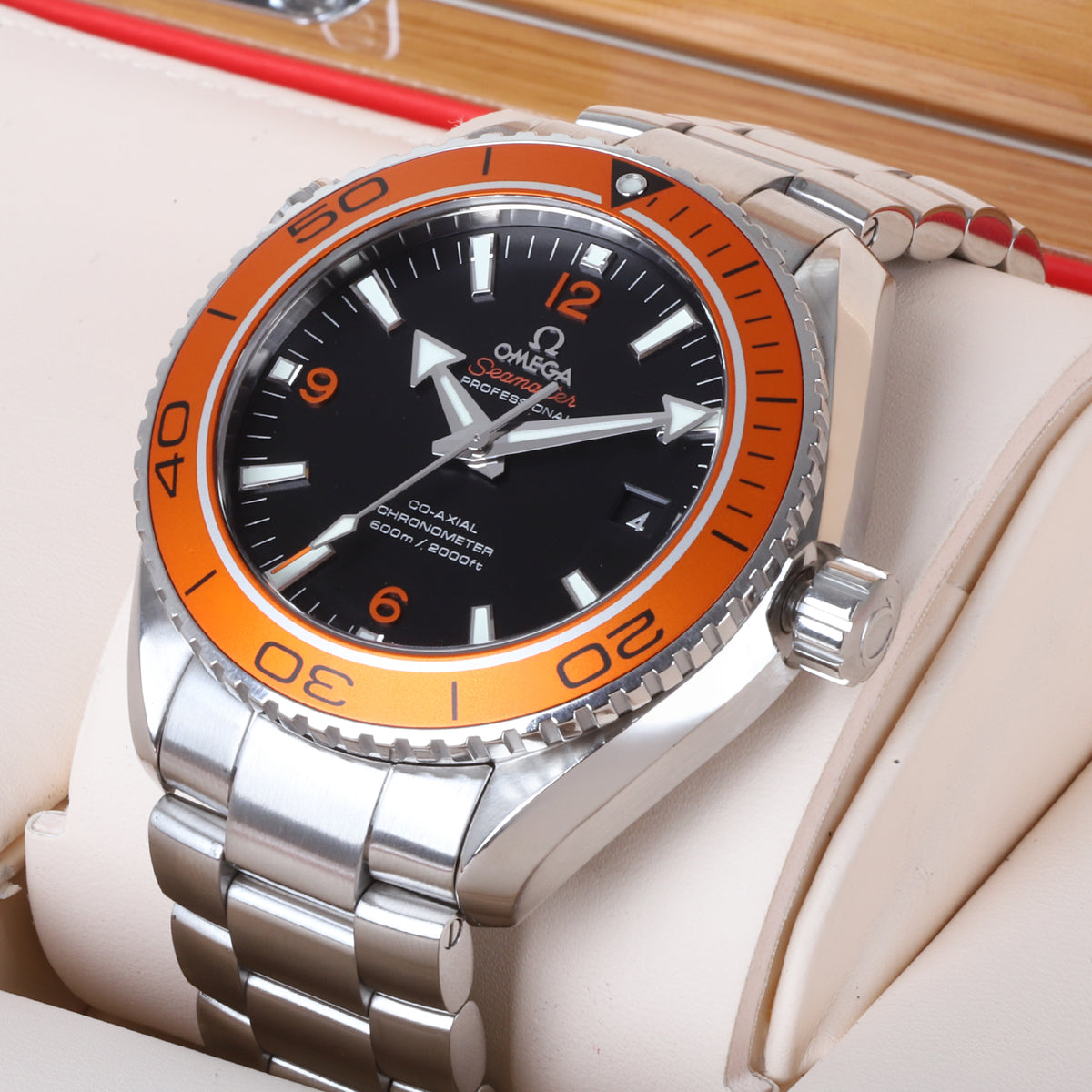Omega Seamaster Planet Ocean Automatic Pre-Owned Watch With Orange Bezel