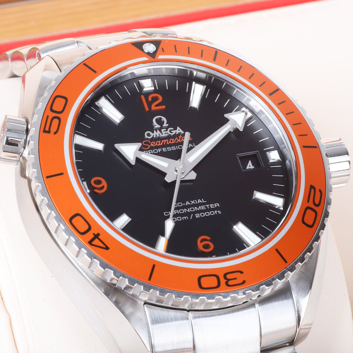 Omega Seamaster Planet Ocean Automatic Pre-Owned Watch With Orange Bezel