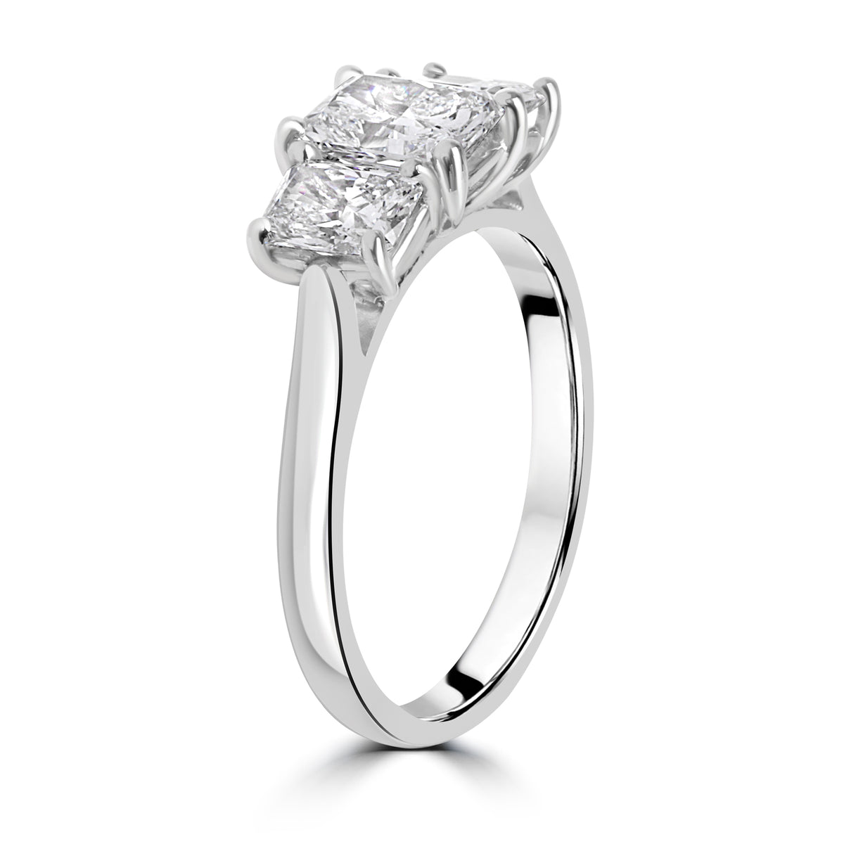 Platinum 2.01ct Three Stone Radiant Cut Diamond Pre-Owned Ring