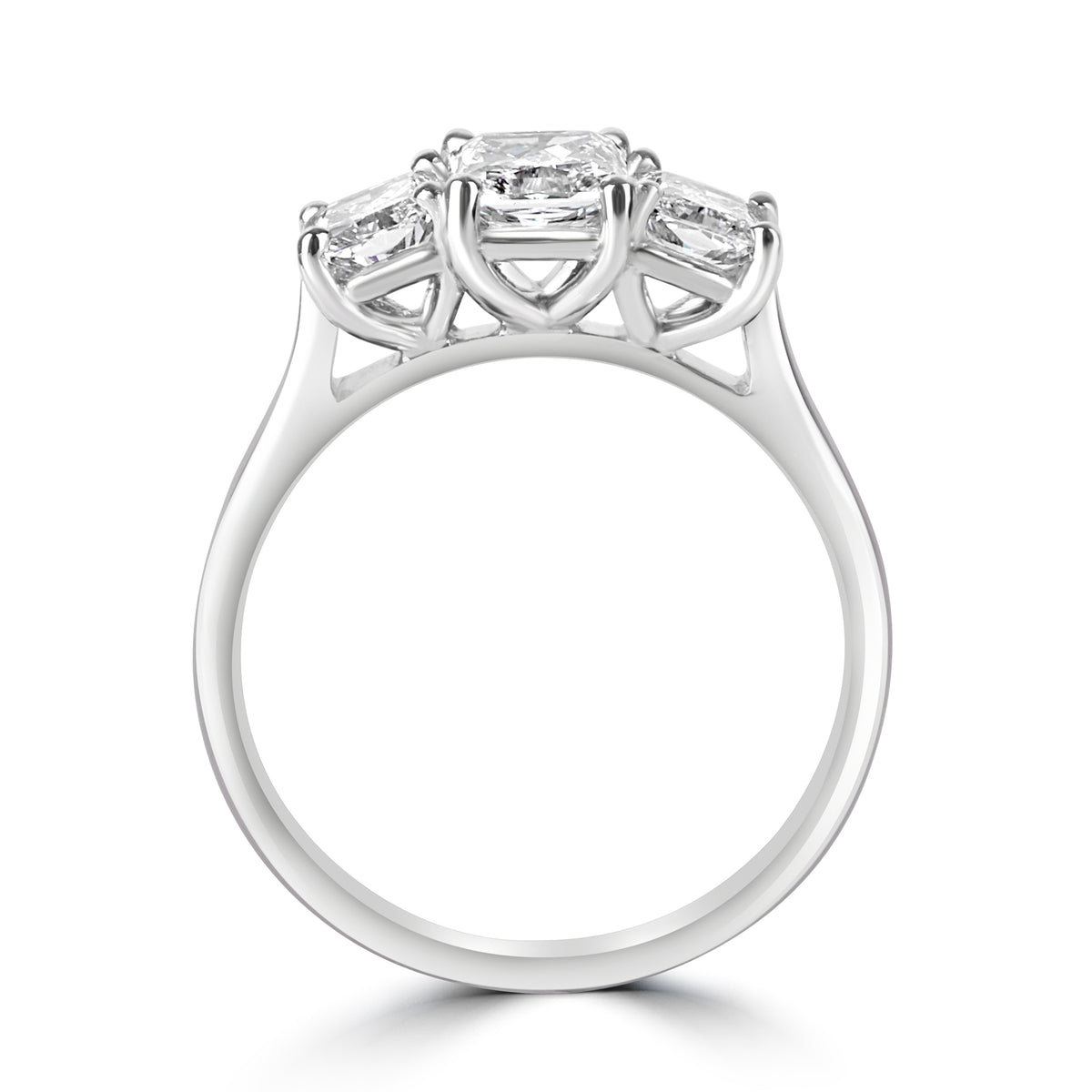 Platinum 2.01ct Three Stone Radiant Cut Diamond Pre-Owned Ring