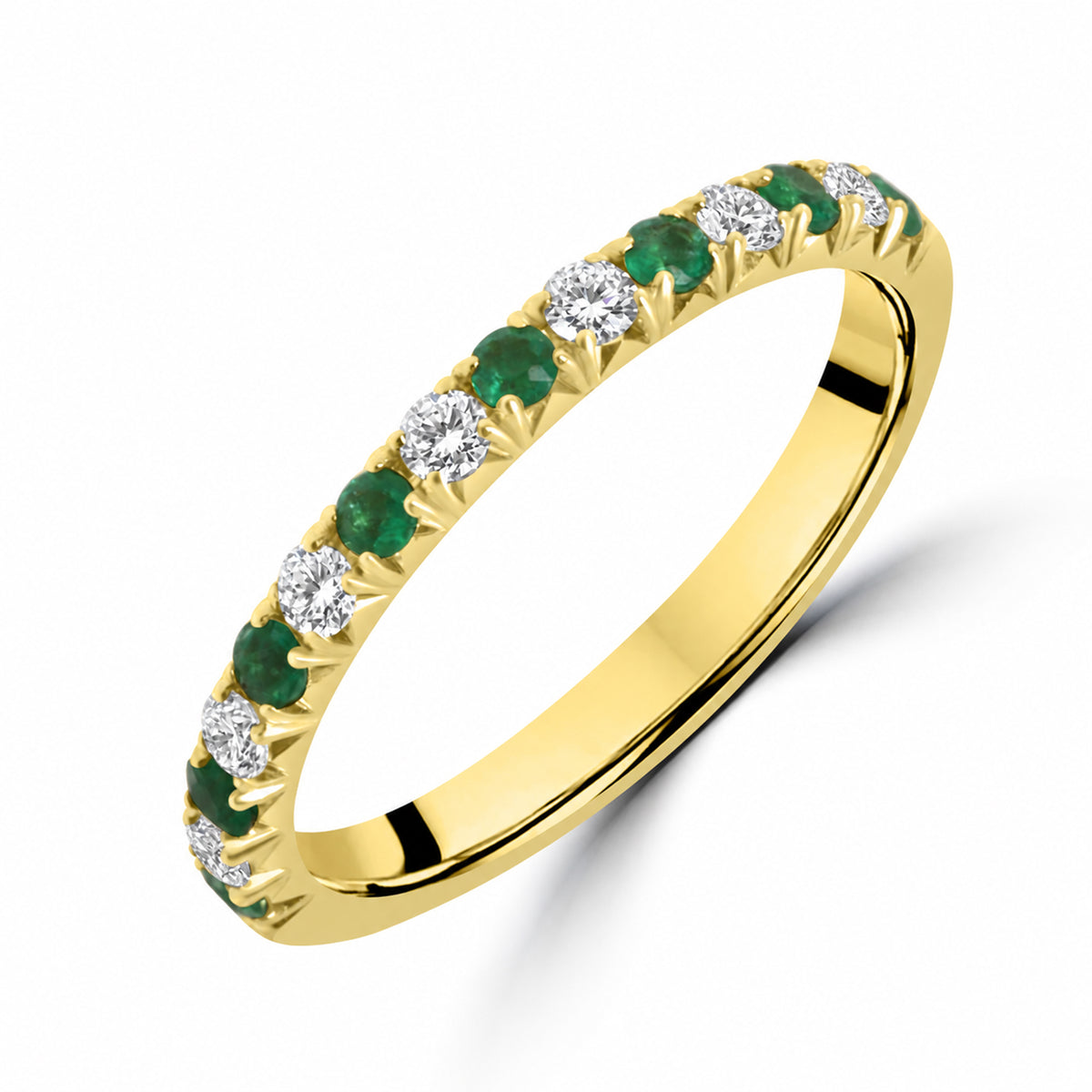 18ct Yellow Gold Emerald & Diamond Eternity Ring