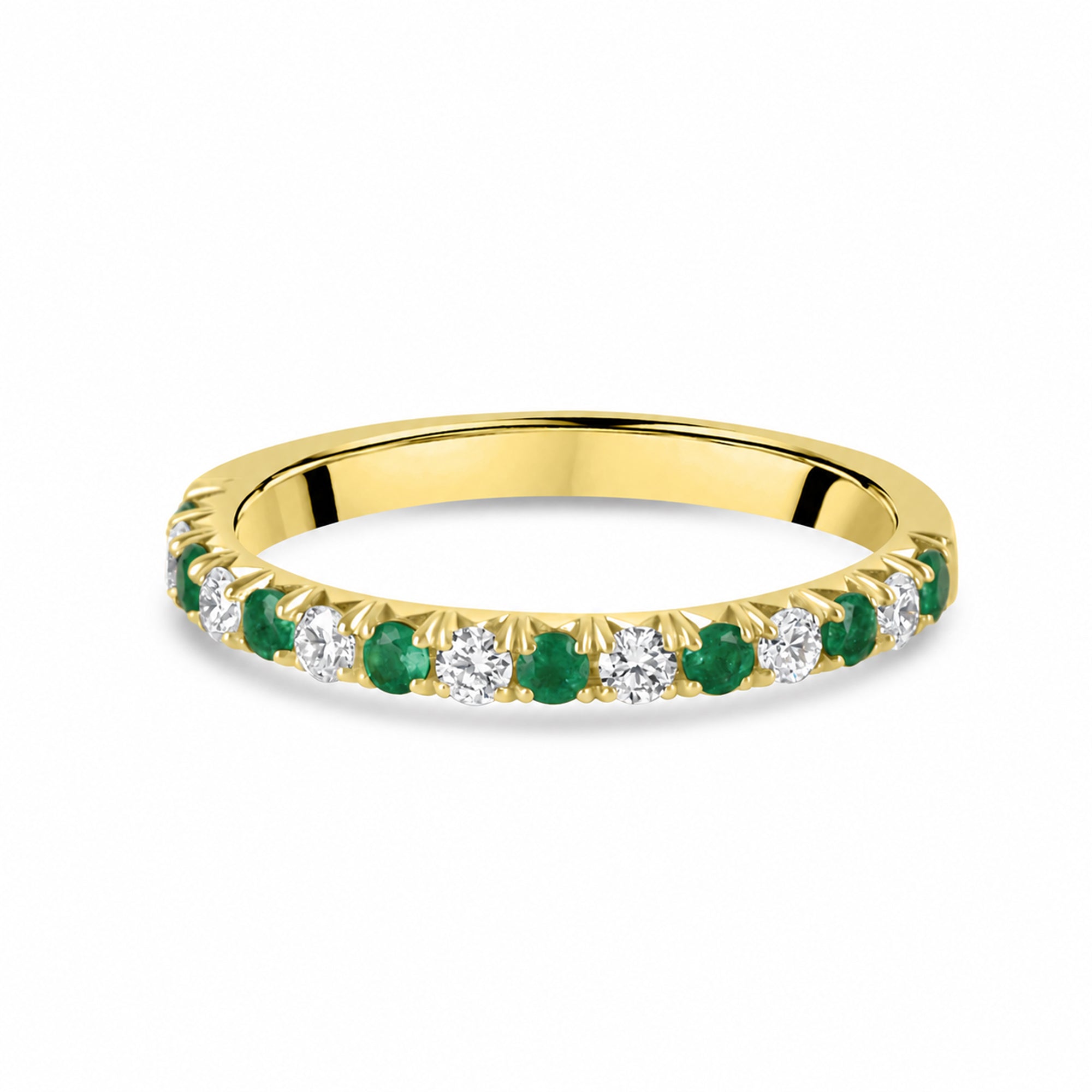 18ct Yellow Gold Emerald & Diamond Eternity Ring