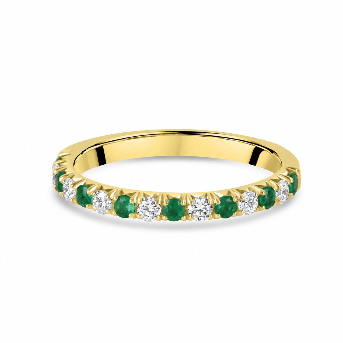 18ct Yellow Gold Emerald & Diamond Eternity Ring