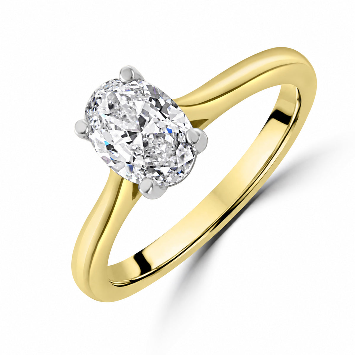 18ct Yellow Gold & Platinum 1.00ct Oval Diamond Solitaire Ring