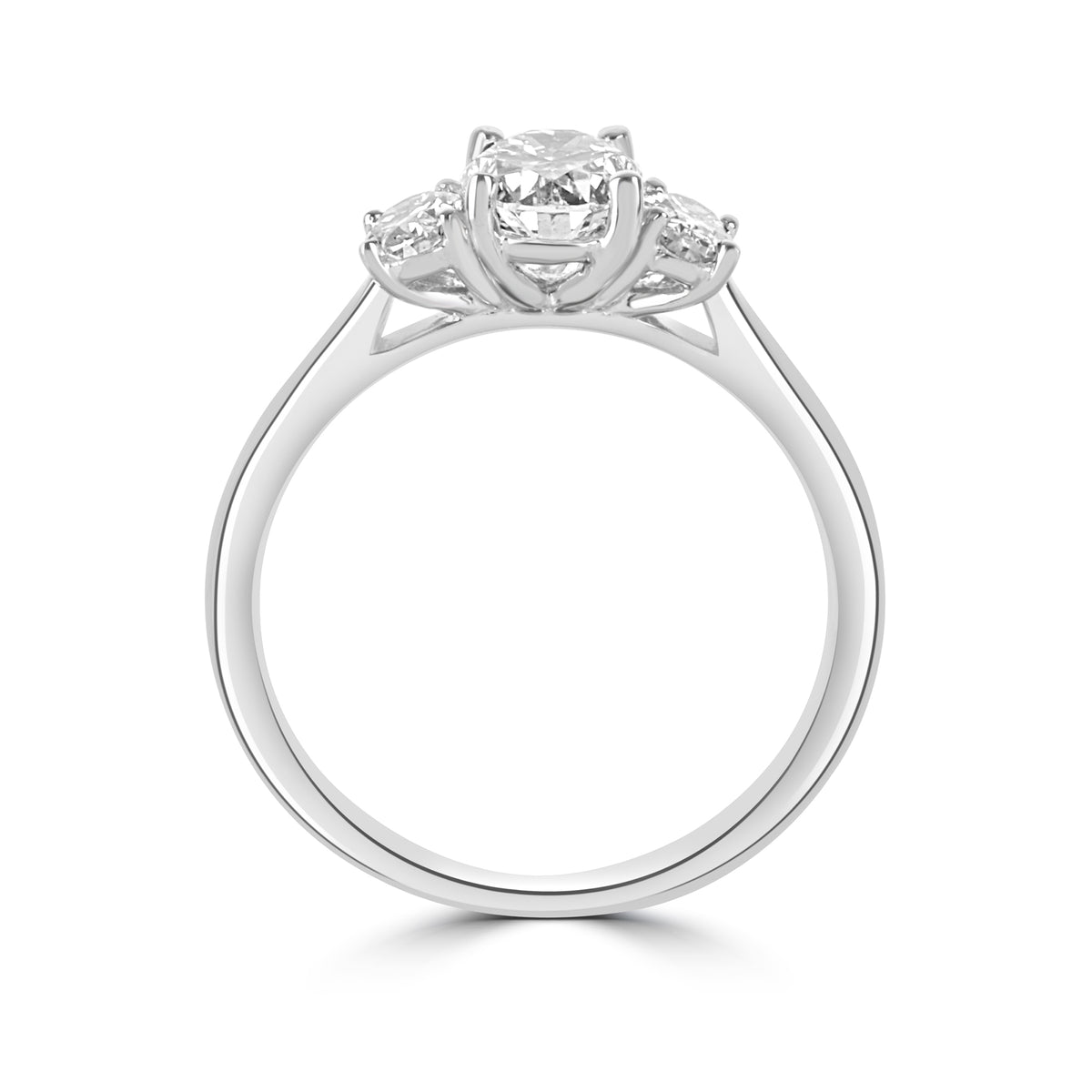 Platinum 1.26ct Oval Diamond Three Stone Ring