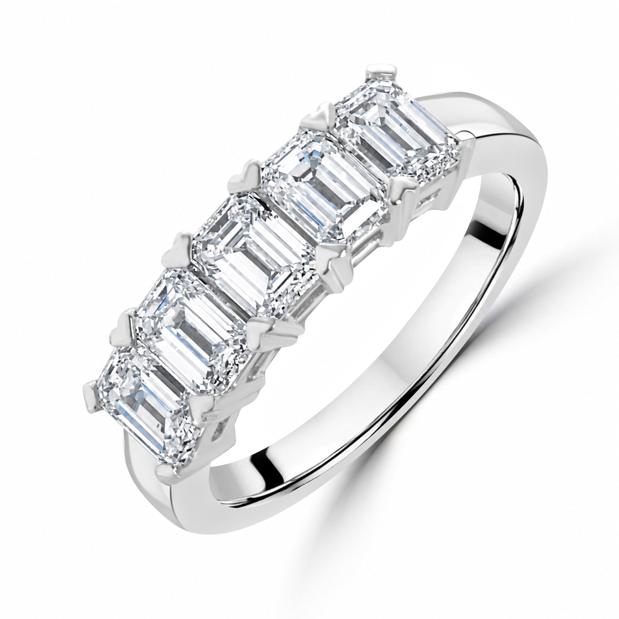 Platinum 2.06ct Emerald Cut Diamond Five Stone Ring