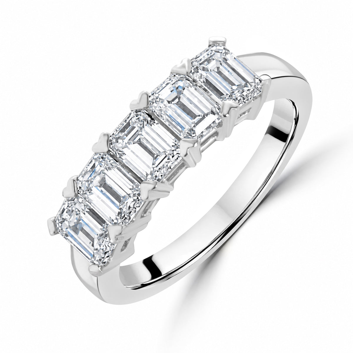 Platinum 2.06ct Emerald Cut Diamond Five Stone Ring