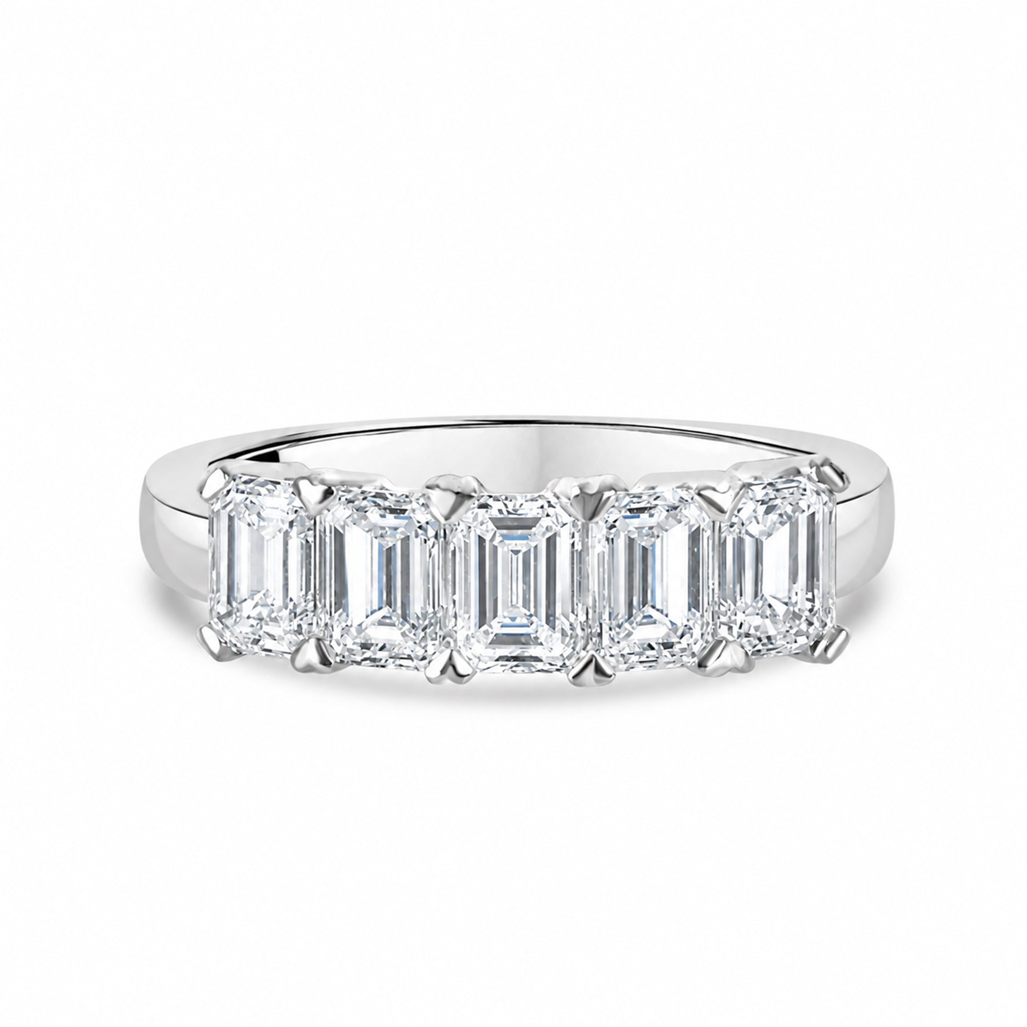 Platinum 2.06ct Emerald Cut Diamond Five Stone Ring