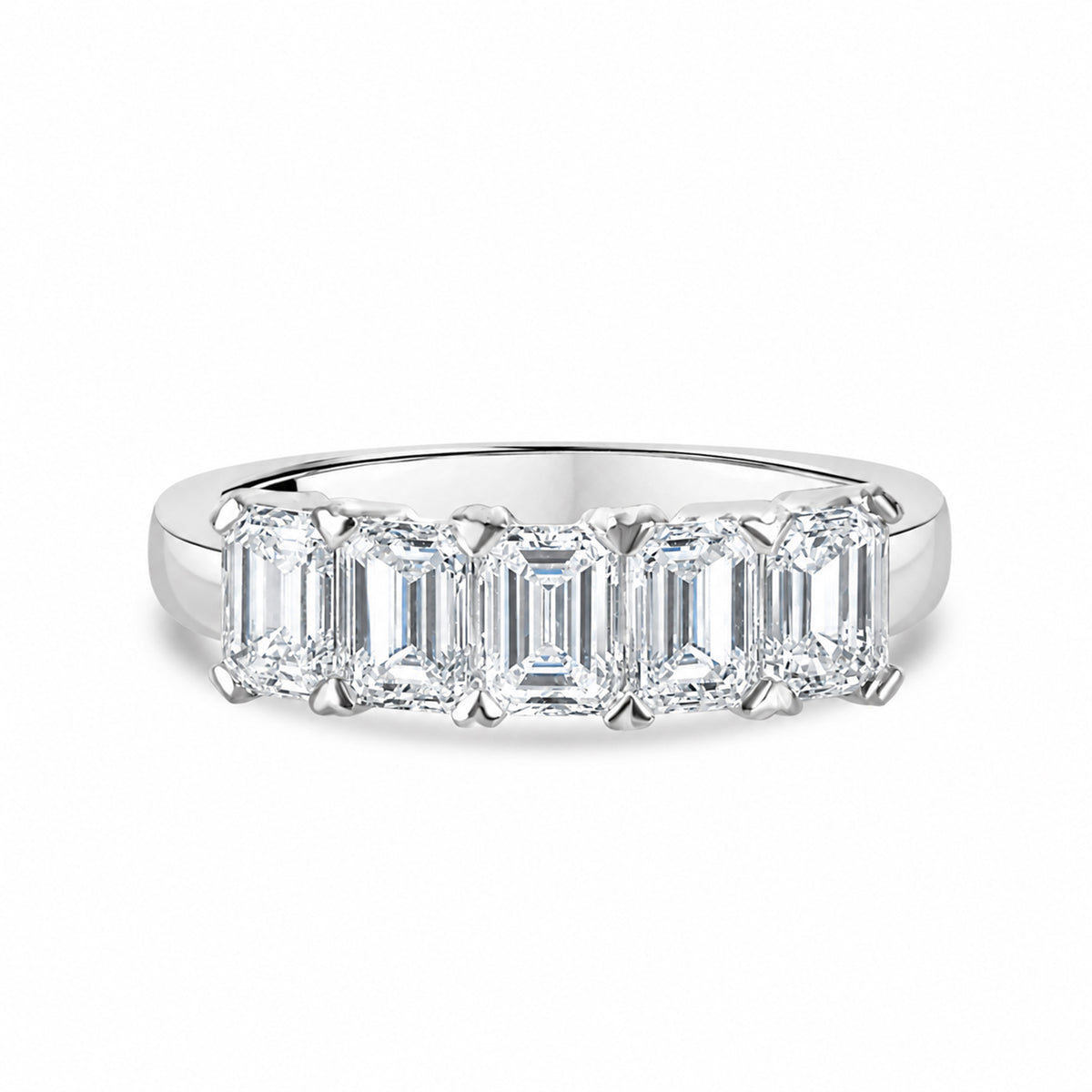 Platinum 2.06ct Emerald Cut Diamond Five Stone Ring