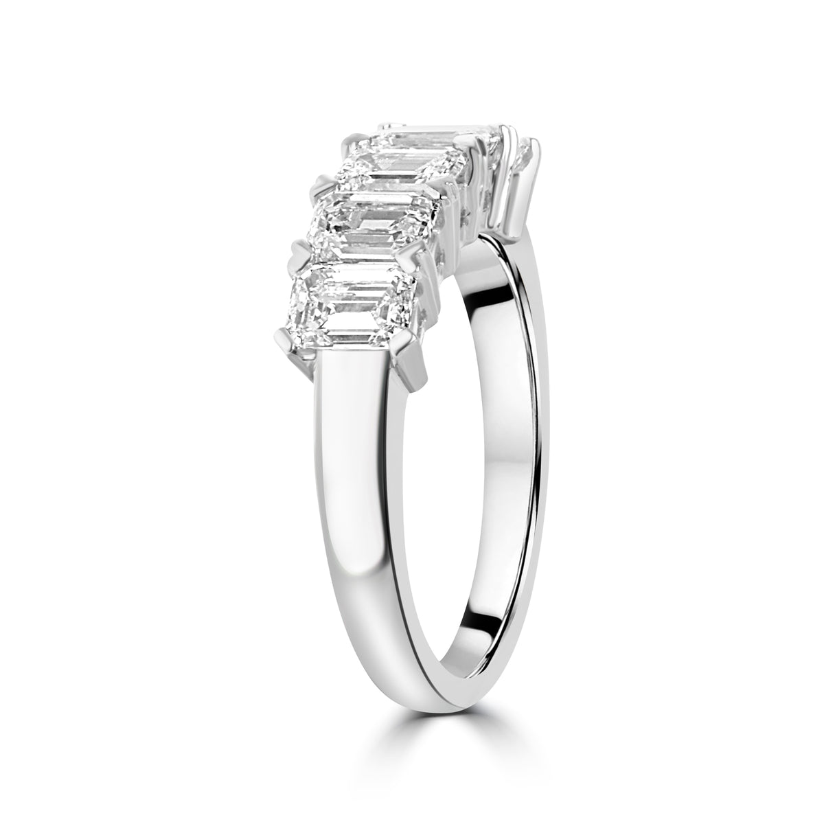 Platinum 2.06ct Emerald Cut Diamond Five Stone Ring