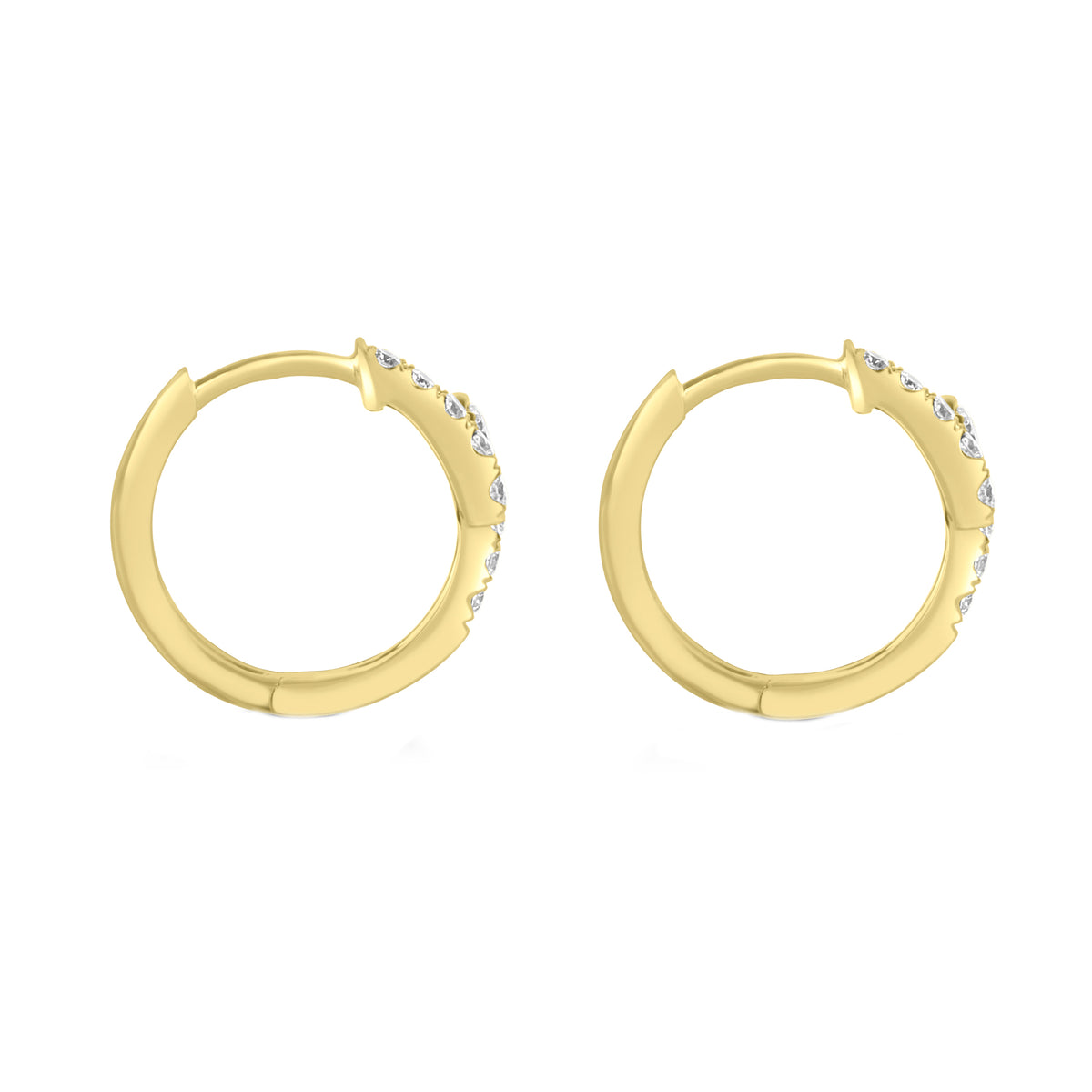 18ct Yellow Gold Round Brilliant Cut Diamond Crossover Hoop Earrings