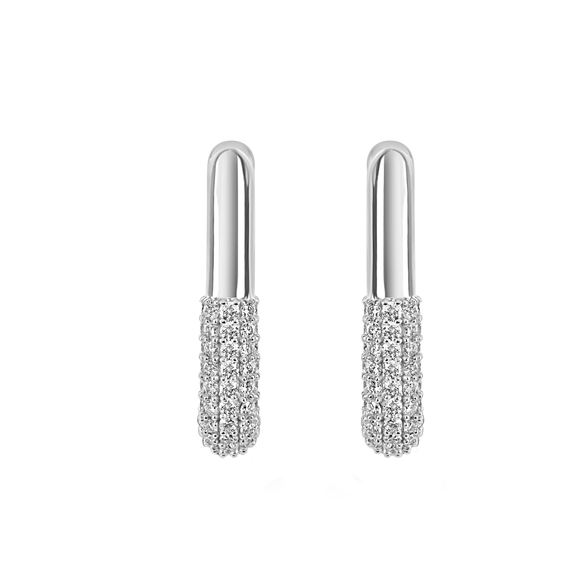 18ct White Gold Diamond Paperclip Hoop Earrings