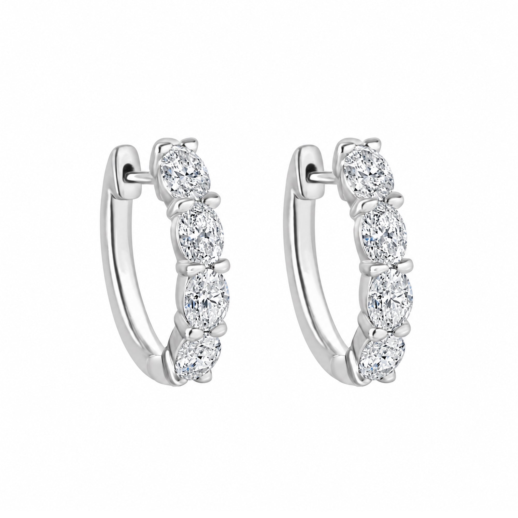 18ct White Gold 1.48ct Diamond Hoop Earrings