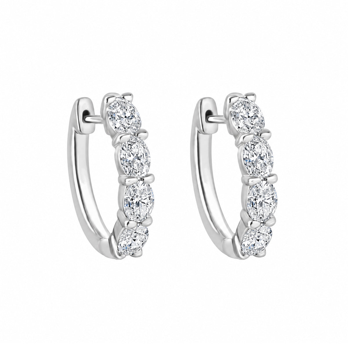 18ct White Gold 1.48ct Diamond Hoop Earrings