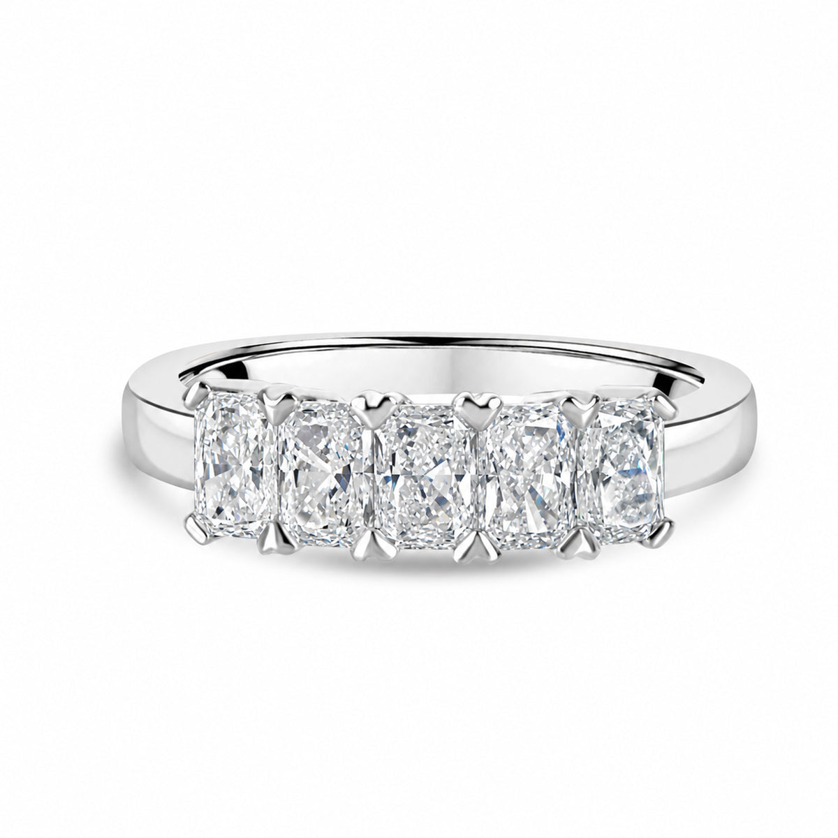 Platinum 1.45ct Radiant Cut Diamond Five-Stone Ring