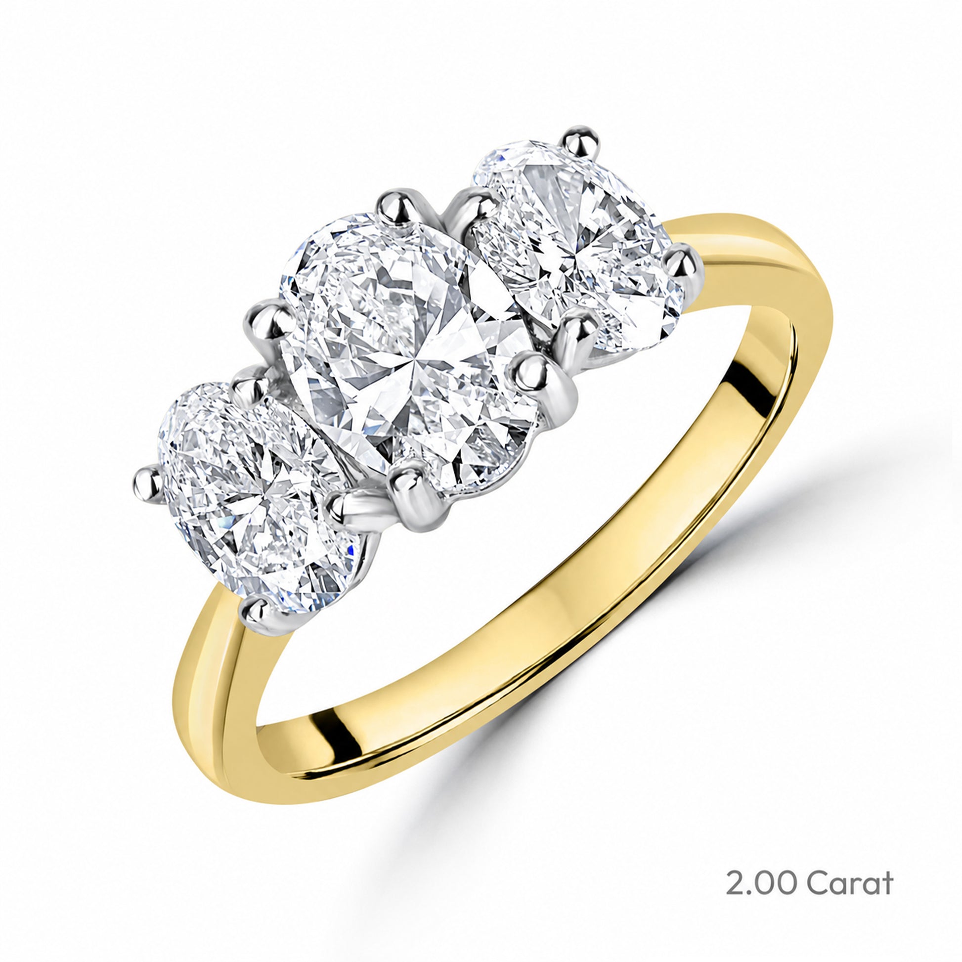 Signature 18ct Gold Three Stone Oval Cut Lab Grown Diamond Engagement Ring