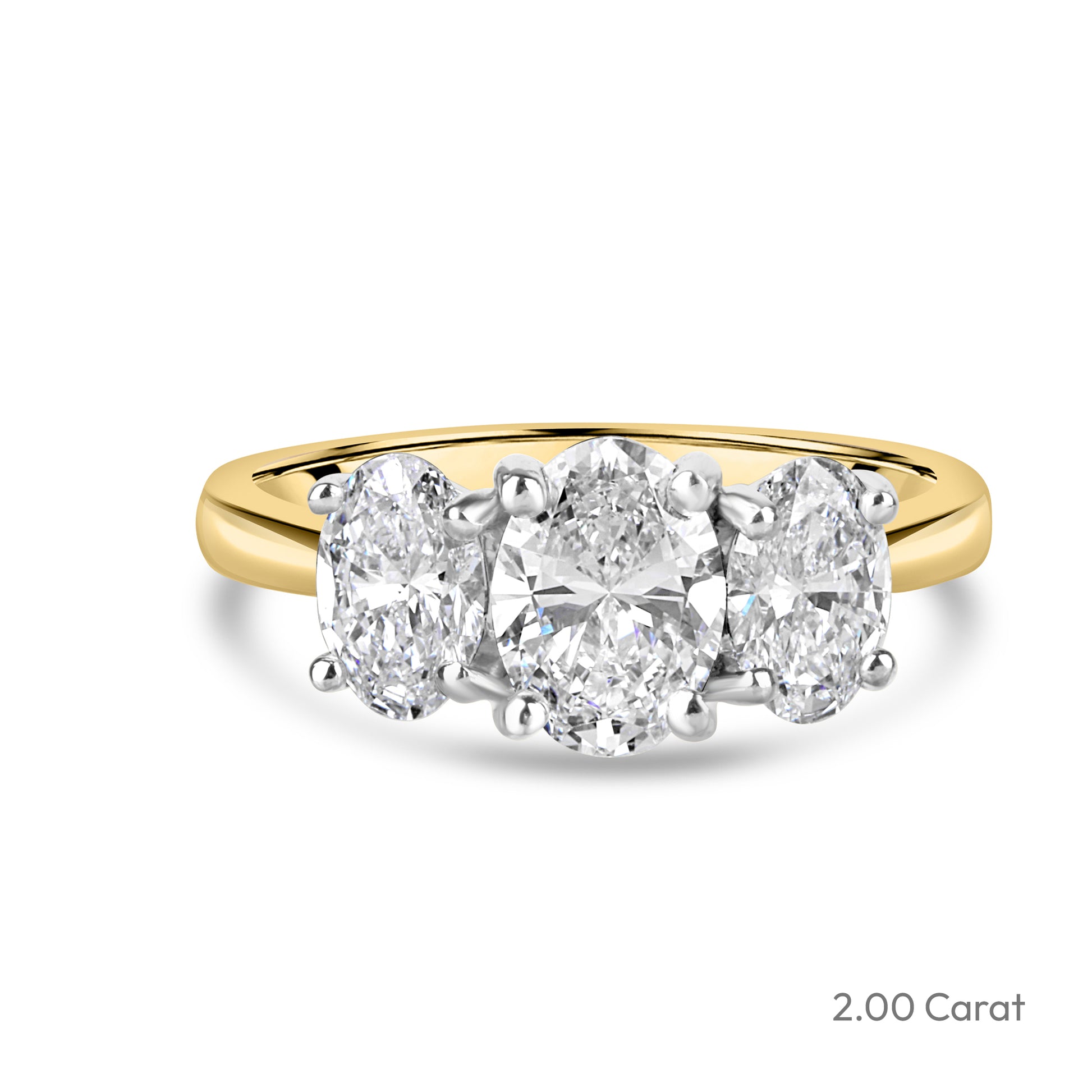 Signature 18ct Gold Three Stone Oval Cut Lab Grown Diamond Engagement Ring