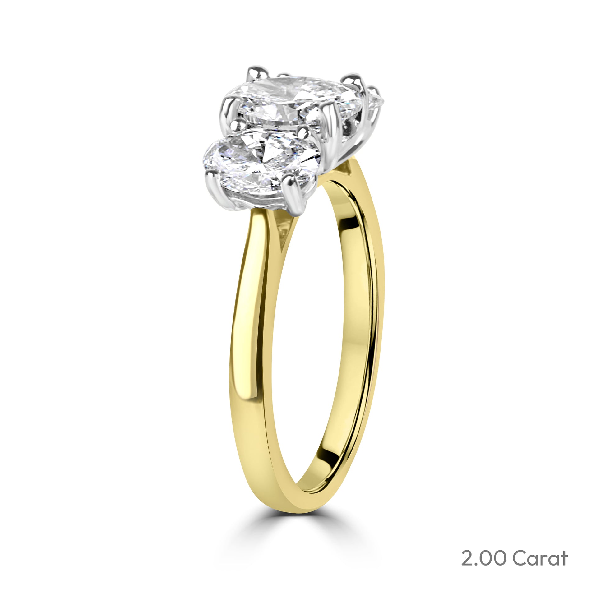 Signature 18ct Gold Three Stone Oval Cut Lab Grown Diamond Engagement Ring