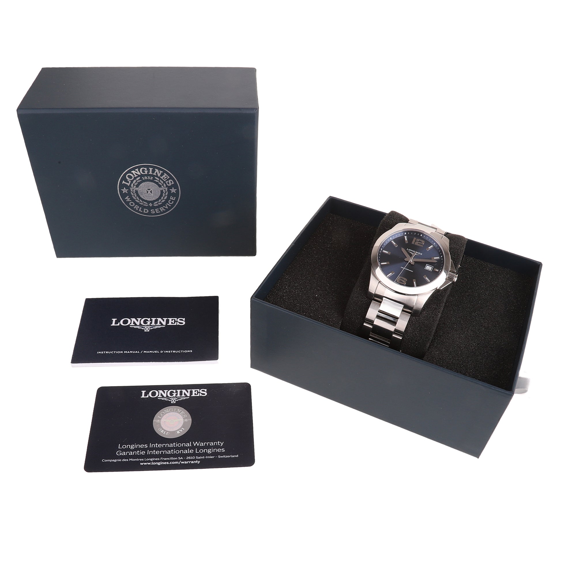 Longines Conquest Steel Pre-Owned Watch With Blue Dial