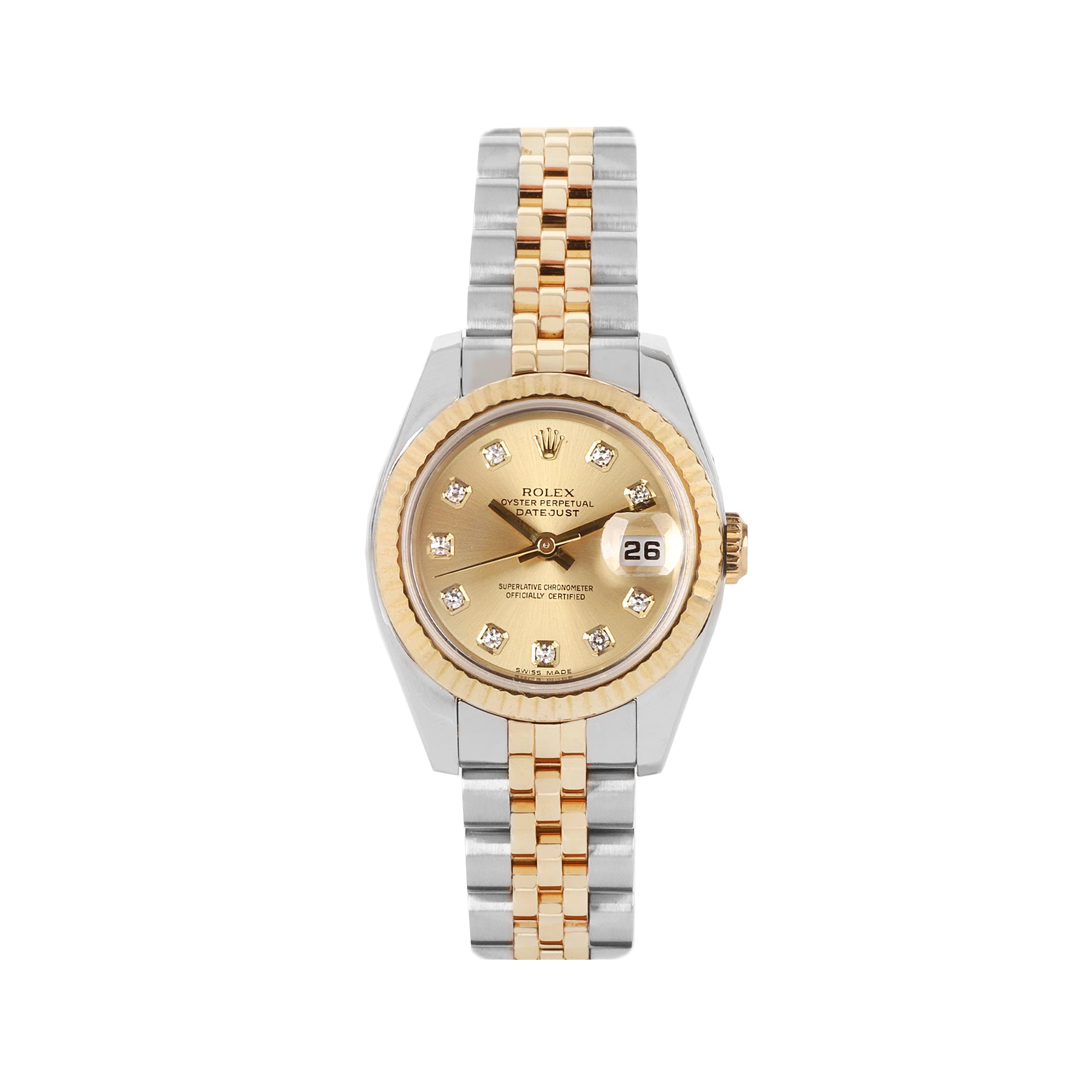 Rolex Datejust 26 With Champagne Diamond Dot Dial Pre-owned Watch