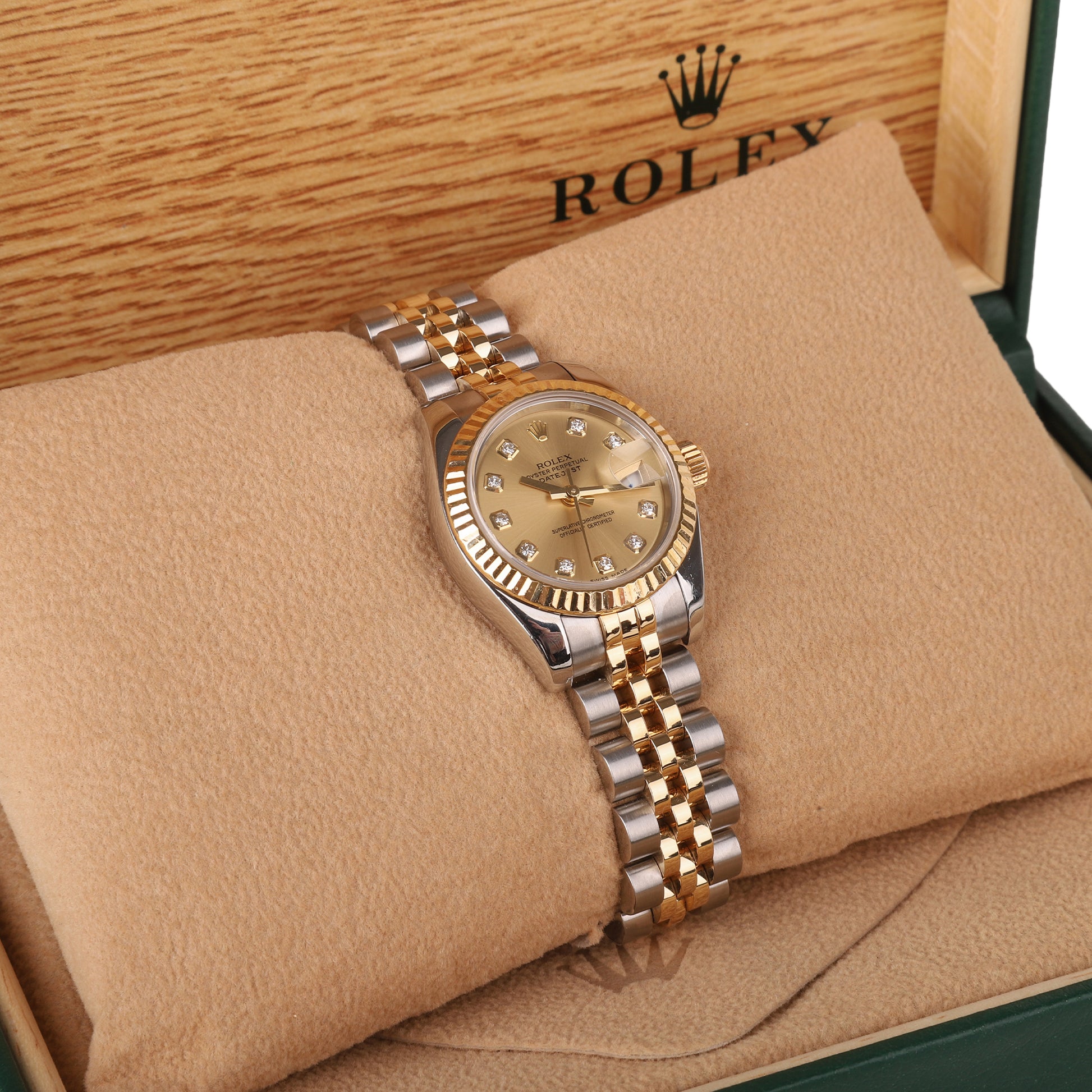 Rolex Datejust 26mm with Champagne Diamond Dot Dial Pre-Owned Watch