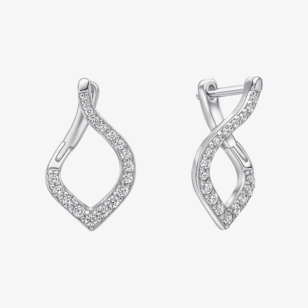 Diamonfire Cubic Zirconia Twisted Hoop Drop Earrings