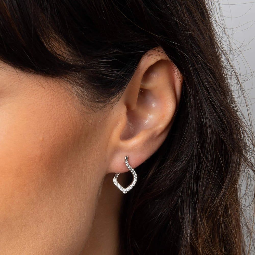 Diamonfire Cubic Zirconia Twisted Hoop Drop Earrings