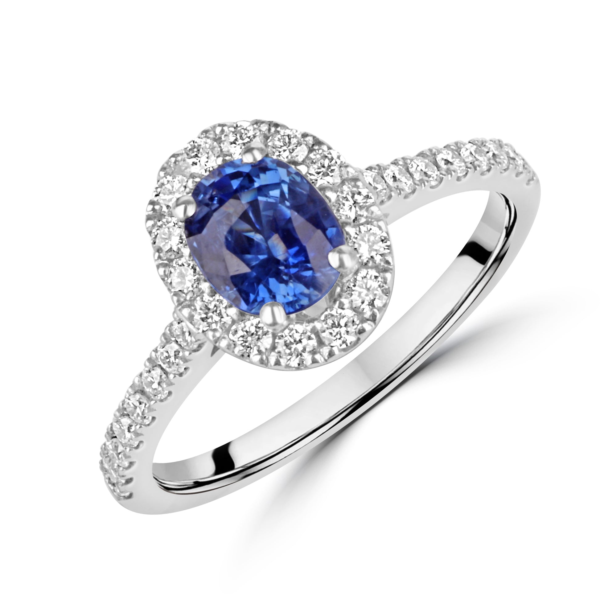 1.03ct Oval Sapphire & Diamond Halo Ring