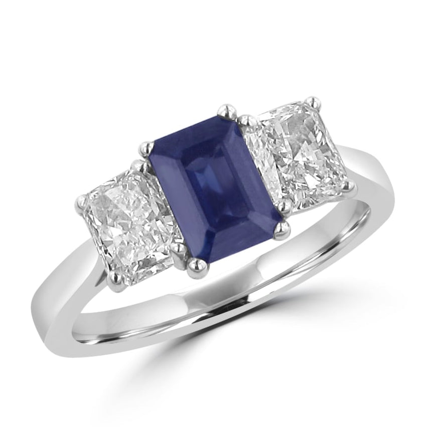 1.23ct Sapphire and 1.44ct Diamond Three Stone Ring