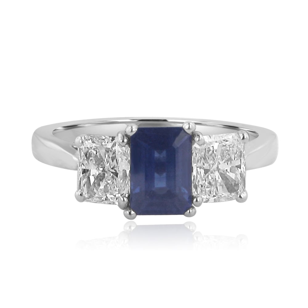 1.23ct Sapphire and 1.44ct Diamond Three Stone Ring