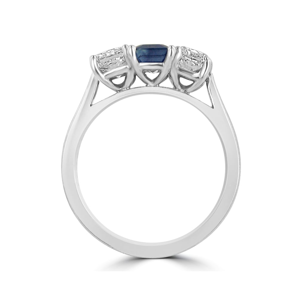 1.23ct Sapphire and 1.44ct Diamond Three Stone Ring