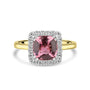 1.80ct Cushion Cut Pink Tourmaline and Diamond Halo Ring