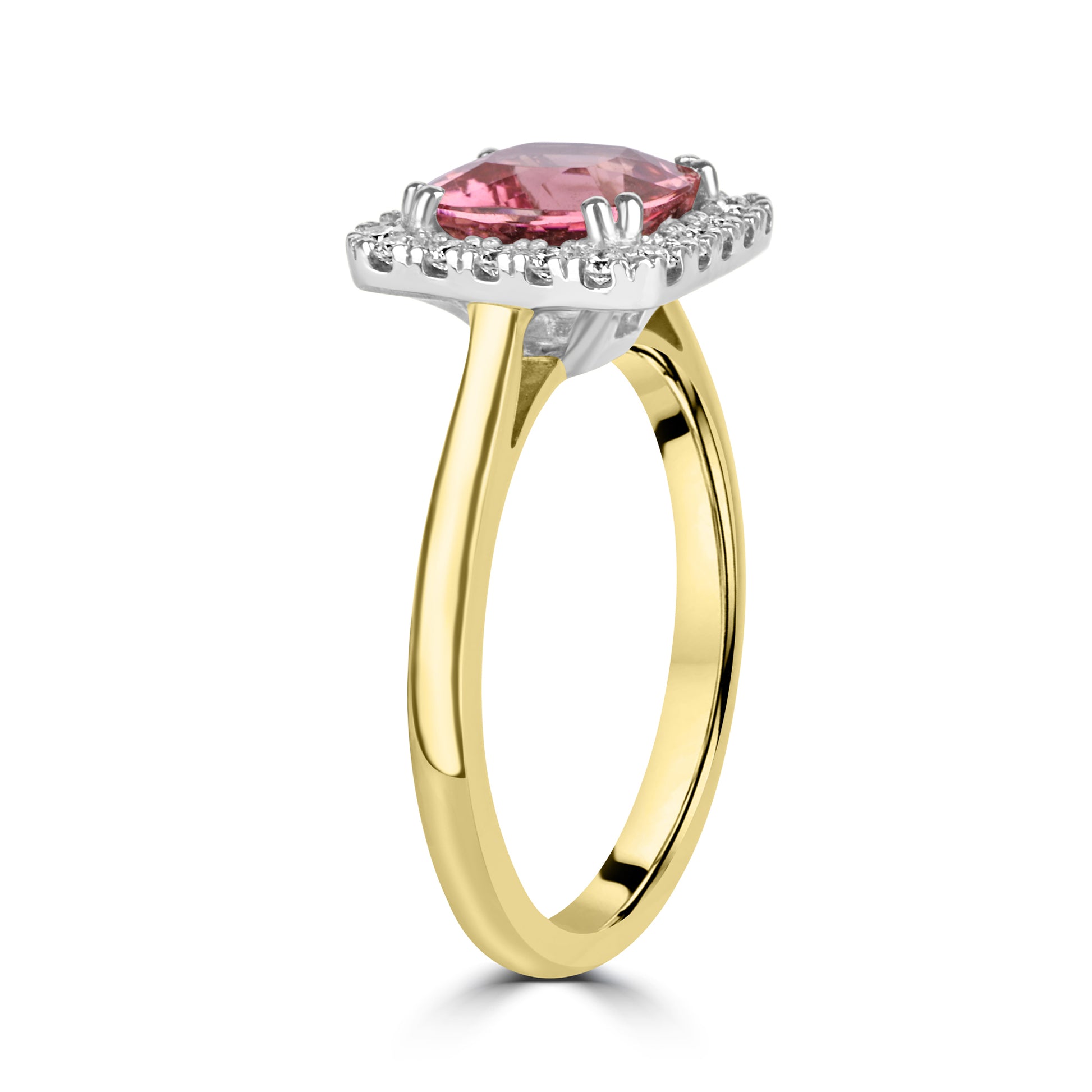 1.80ct Cushion Cut Pink Tourmaline and Diamond Halo Ring