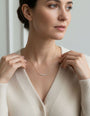 18ct Gold Curved Bar Diamond Necklace on 16" Fine Trace Chain