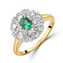 18ct Rose Gold Emerald & Diamond Cluster Ring, Circa 1.50ct Pre-Owned
