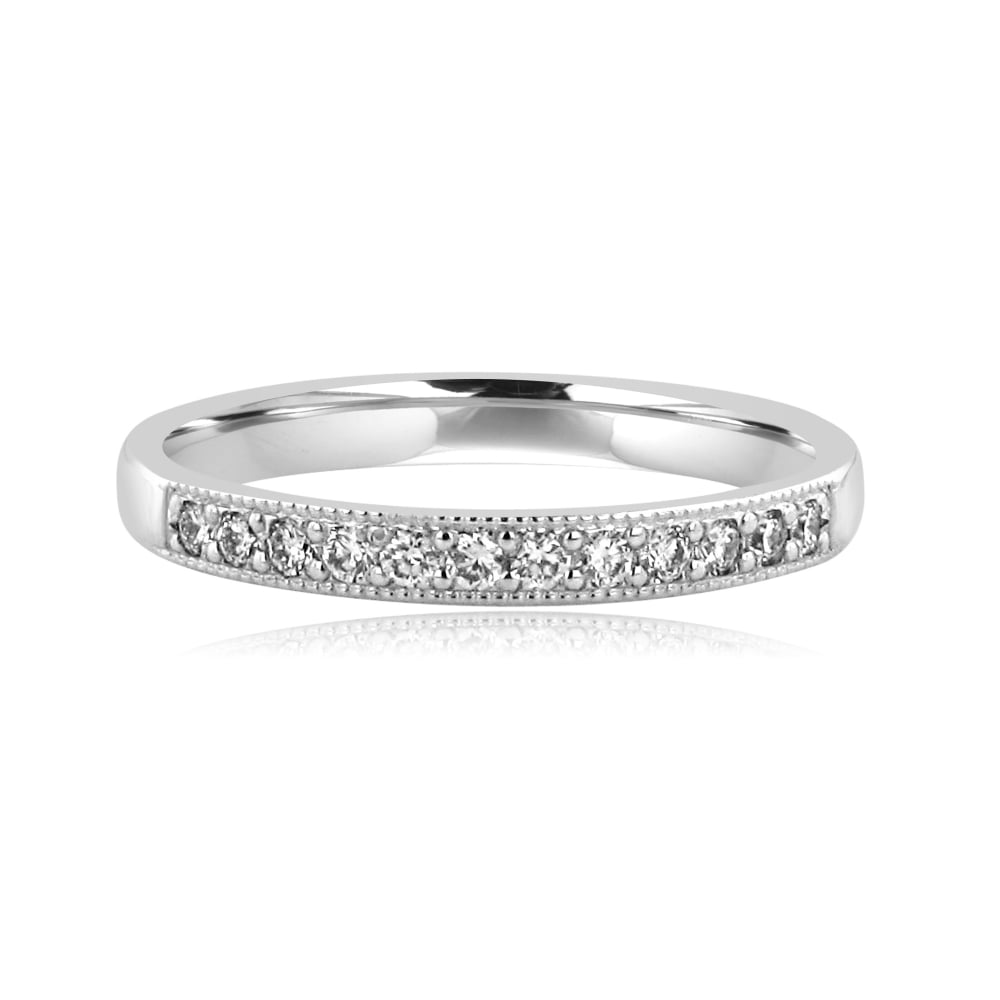 2.7mm 18ct White Gold Round Diamond Band Ring