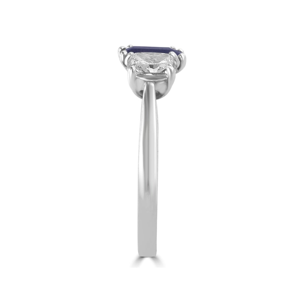 1.23ct Sapphire and 1.44ct Diamond Three Stone Ring