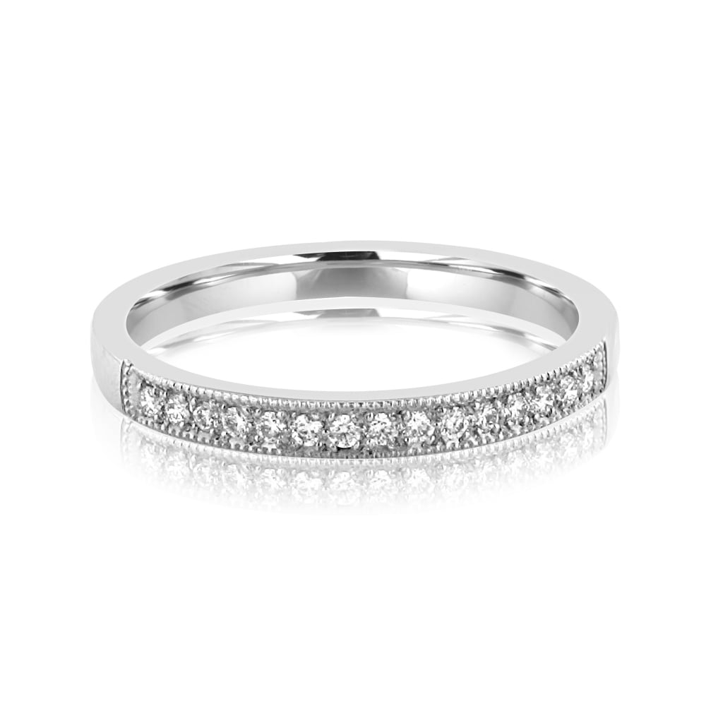 18ct White Gold Deco Inspired Diamond Wedding Ring